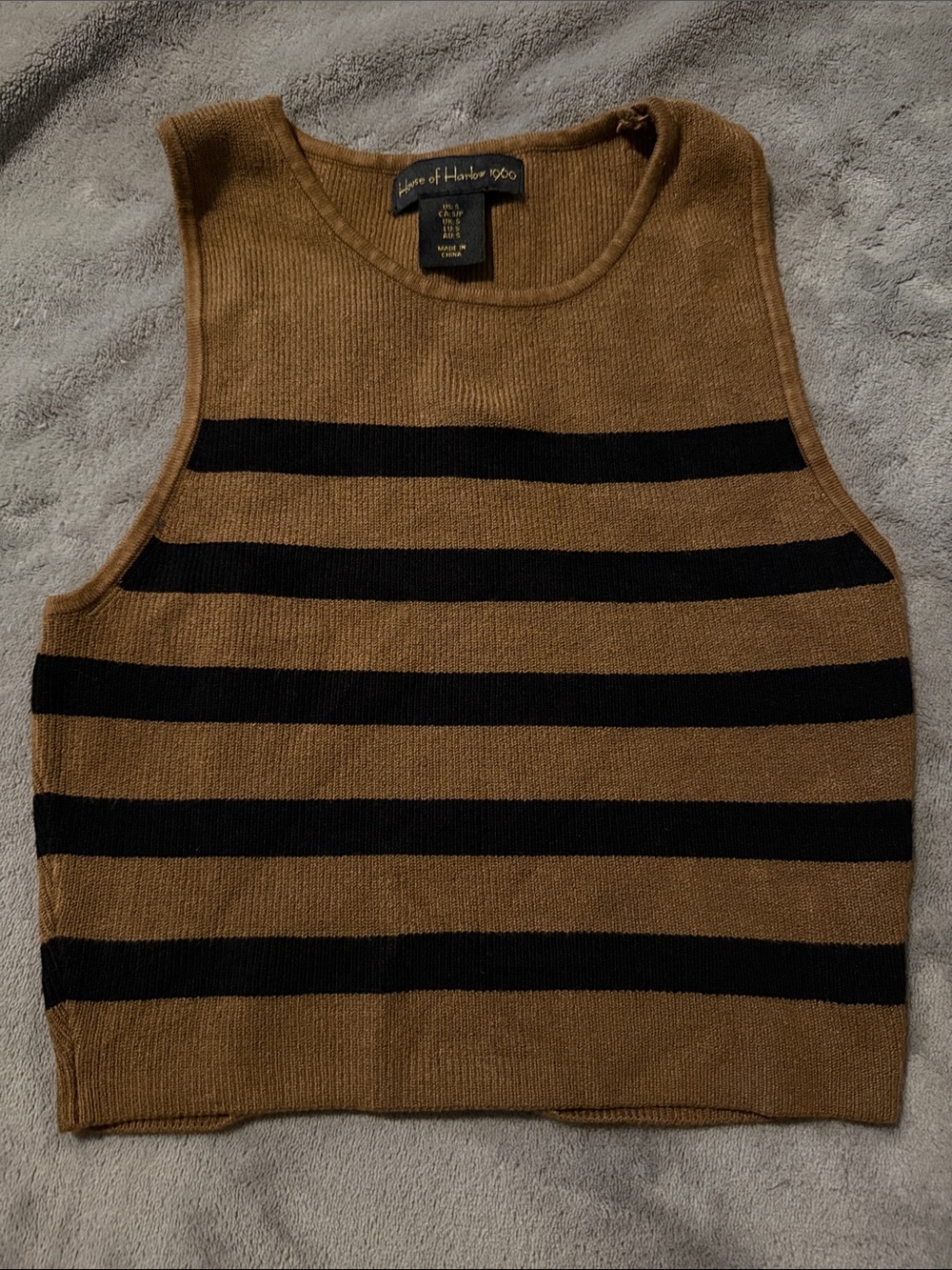 House of Harlow 1960 Brown & Black Striped Knit Tank